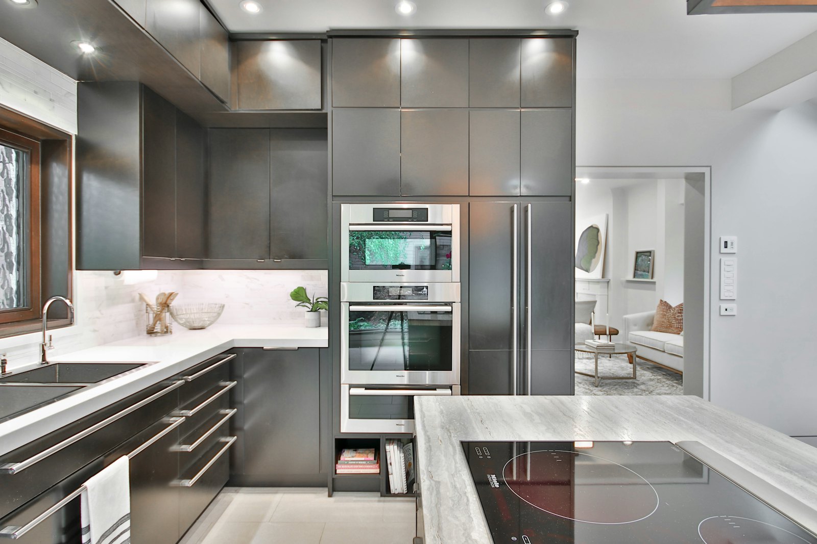 Gray slab kitchen